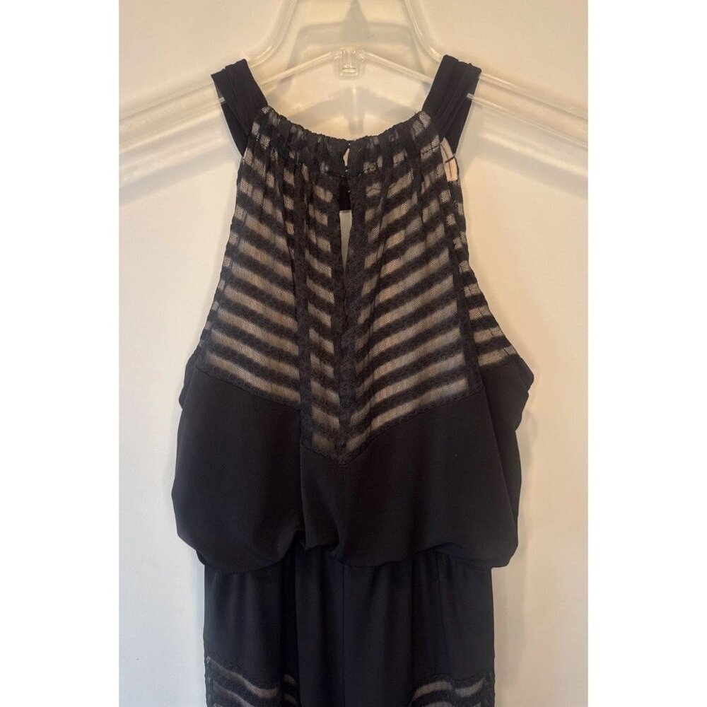 London Times Womens Black Mesh Halter Maxi Dress Sz 4P Whimsigoth Witchy Fairy‎ - Picture 6 of 11